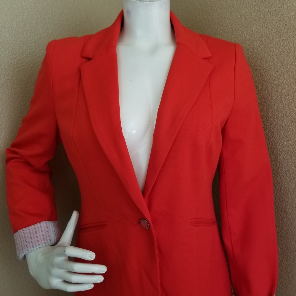 Grace Elements Red One Button Jacket Blazer 8 - image 2